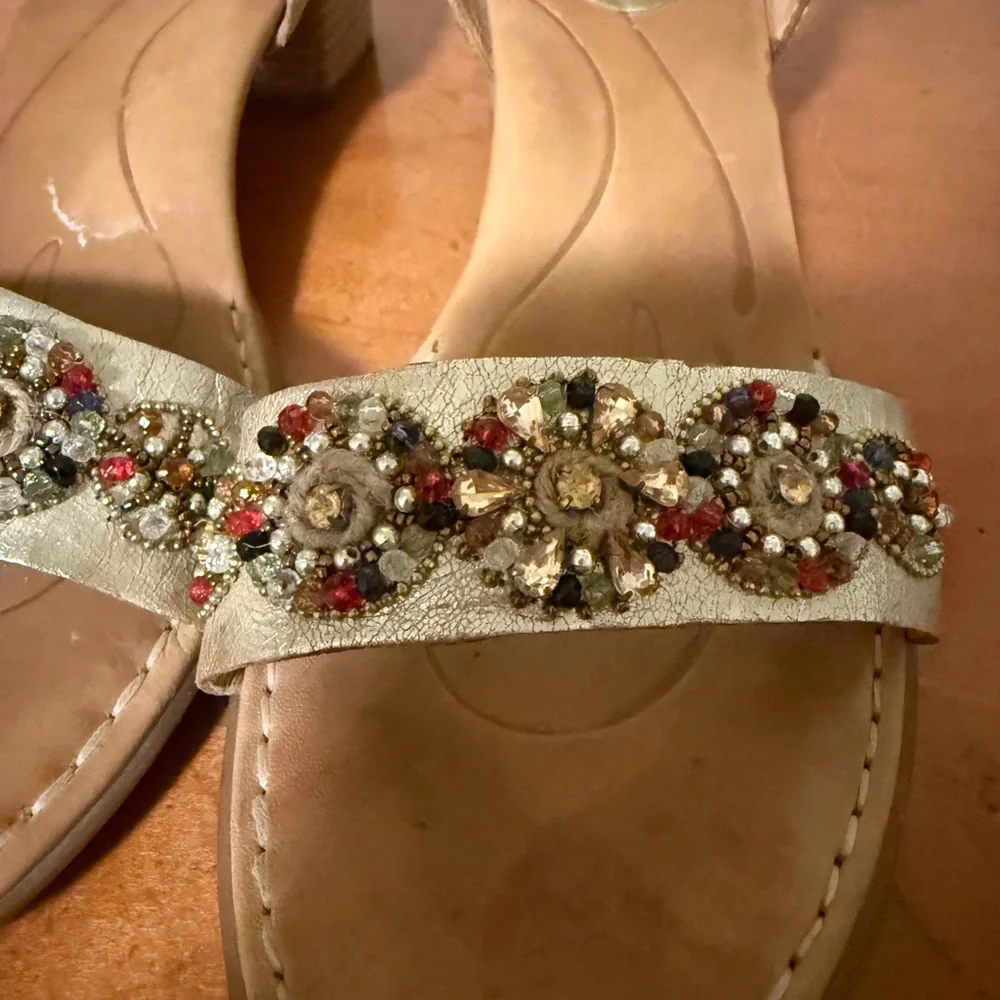 Born‎ Jewel Embellished Tan and Gold Sandals